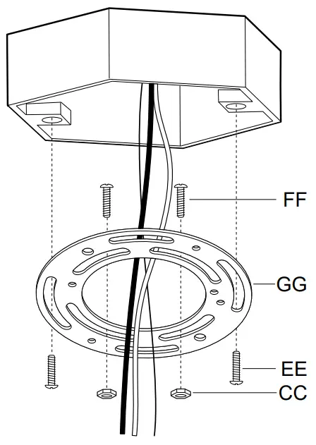HOME DECORATORS HB1079-310 Interior Incandescent Ceiling Flush Mount - Mounting the hardware
