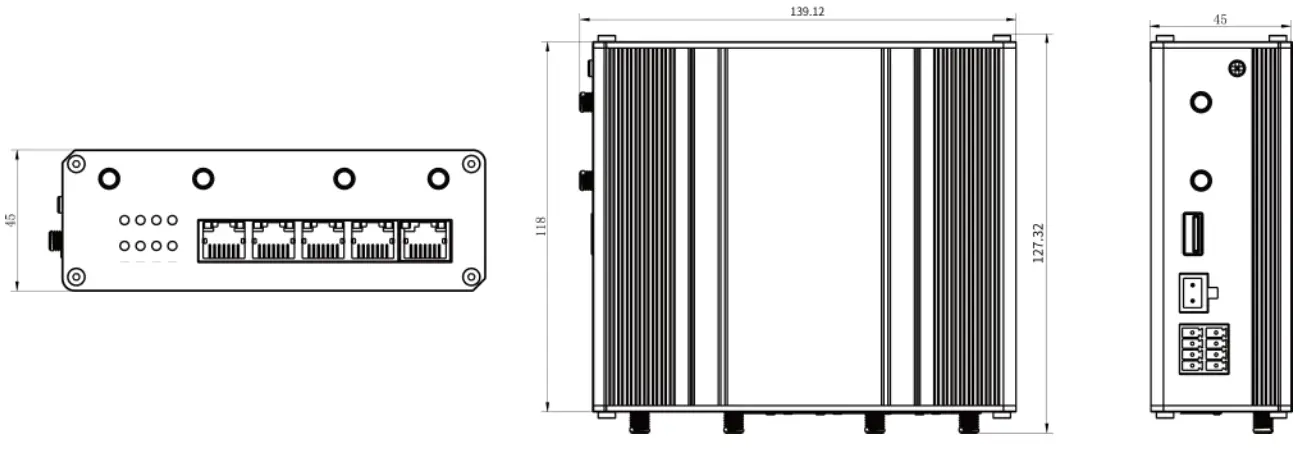Milesight UR75 Ultra Series Industrial Router - Dimensions