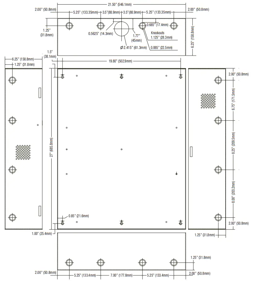 Altronix T2SLK7F8 8 Door Kit with Fused Outputs - Dimensions