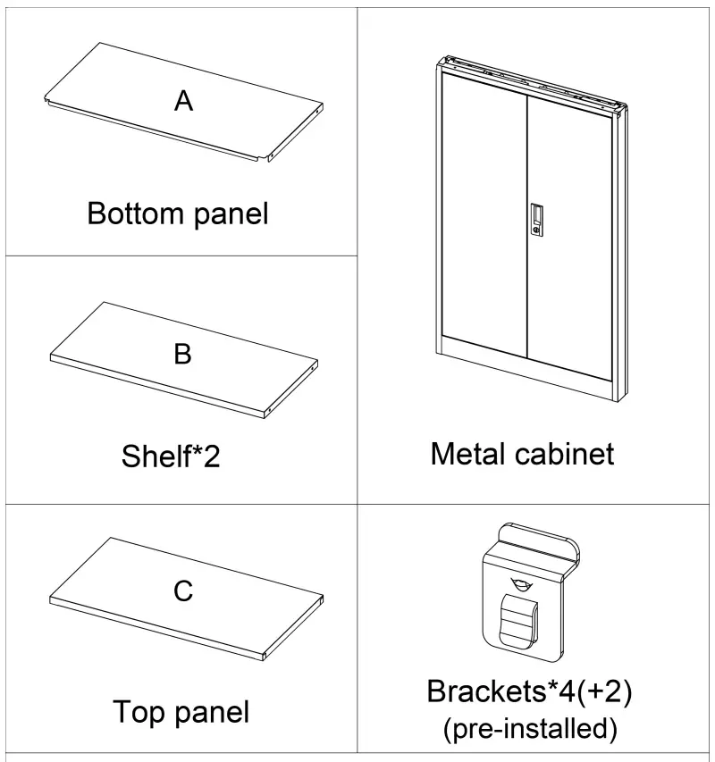 Tatahance W124747827 Z Black Locking Metal File Cabinet - fig
