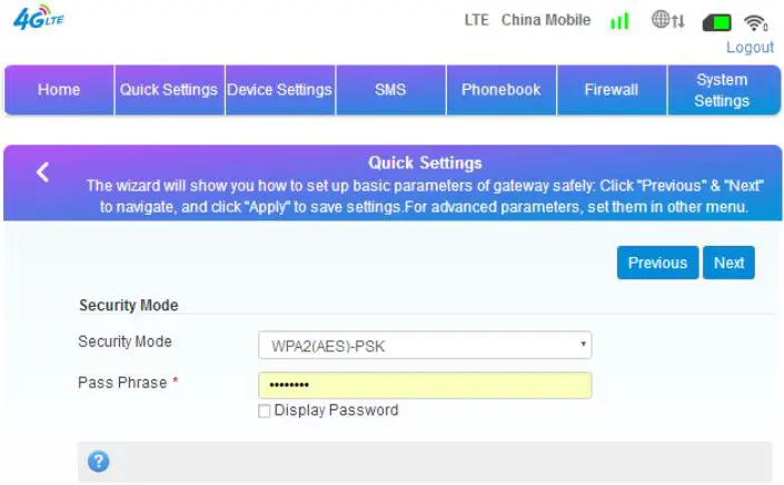 Yeacomm YF-P21 Indoor CPE 4G WiFi Router - Quickly Config Guide-WiFi password settings