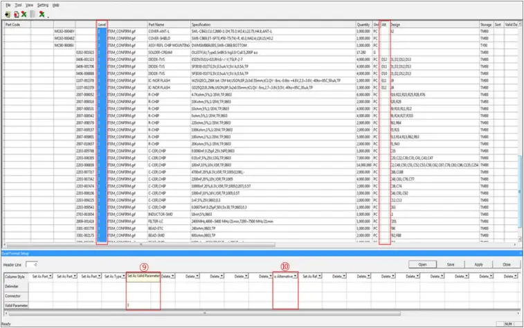 ALTAIR PollEx BOM - Excel Format Setup 3