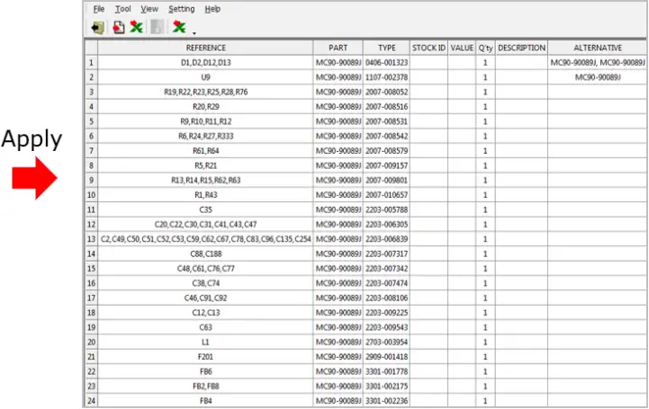 ALTAIR PollEx BOM - Excel Format Setup 4