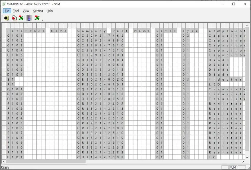 ALTAIR PollEx BOM - Import BOM 2