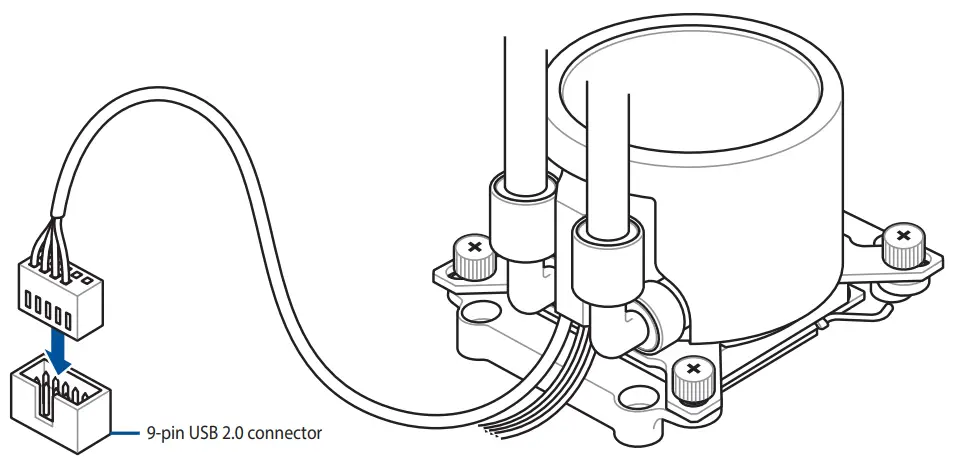 Connect the 9-pin USB 2.0 cable