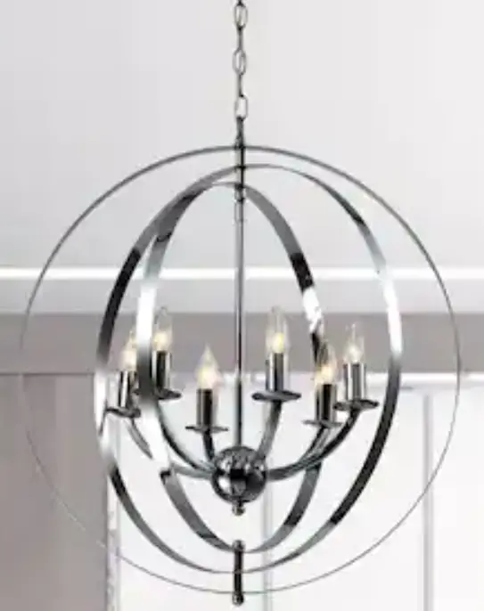 Maxax MX21004-6CH Alaska 6-Light Chrome Candle Style Globe Chandelier with Wrought Iron product
