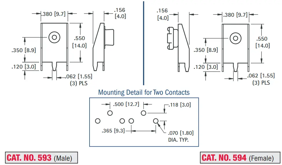 KEYSTONE 590 Battery Contact Spring Leaf Multiple Cell PC Pin - On-Board