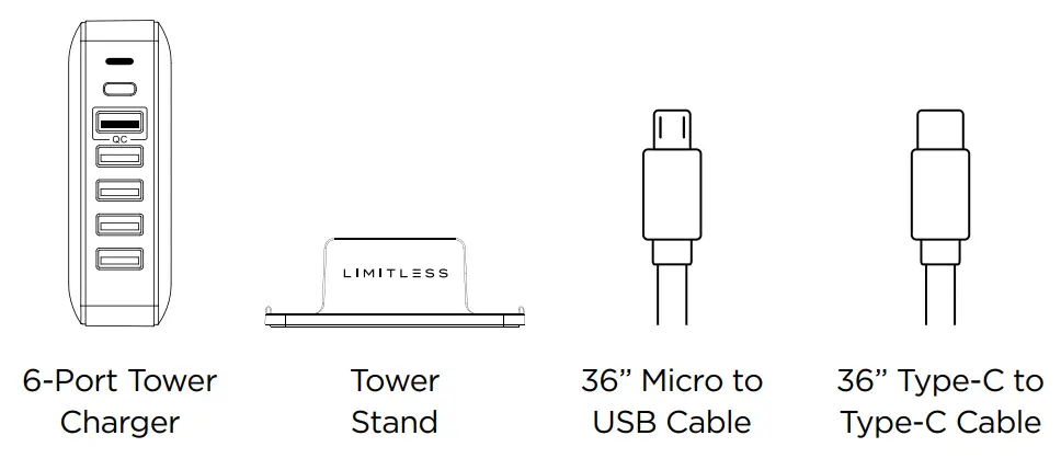 LIMITLESS E236070 6-Port Tower Charger - tools
