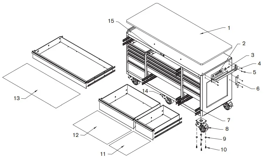 Montezuma BKM723010CH 72 x 30 in 10 Drawer Tool Chest - Figure 5