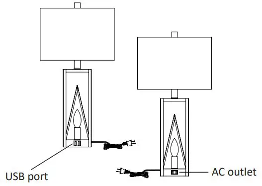 HOMELUX 21151 Table Lamp Set of 2 User Manual - Using the USB port and AC outlet