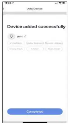 XODO WP1 WiFi Smart Plug - Confirma�on Screen