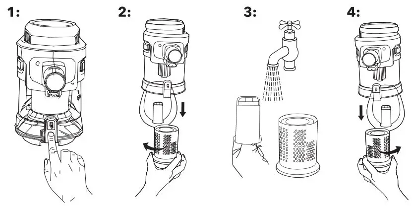 Beldray Airgility Cordless Stick Vacuum Lightweight Instruction Manual - Cleaning the HEPA filter