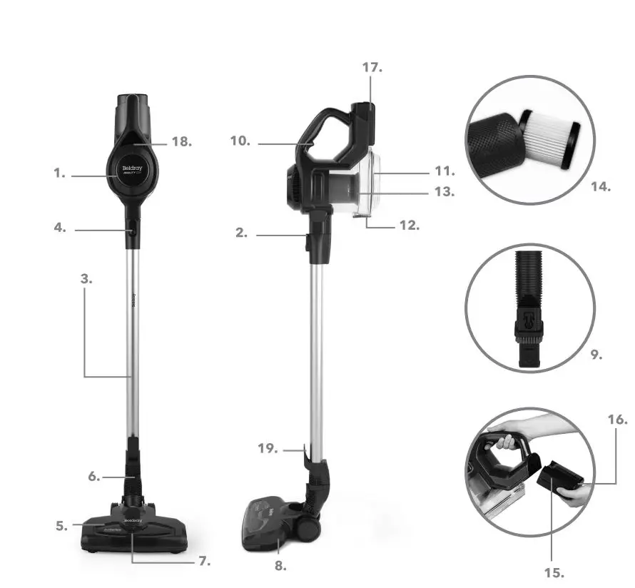 Beldray Airgility Cordless Stick Vacuum Lightweight Instruction Manual - Product Overview