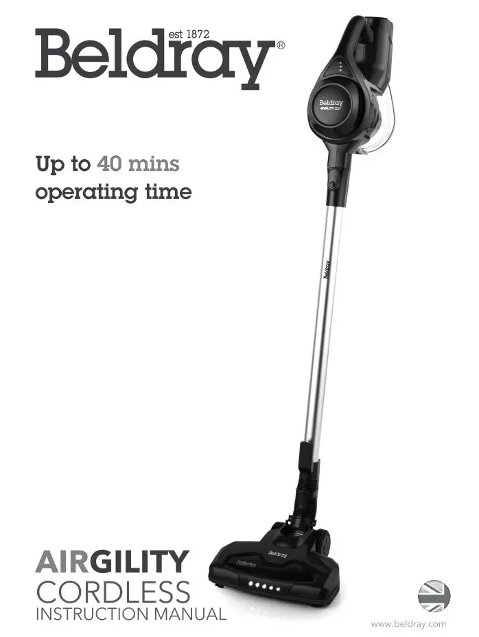 Beldray Airgility Cordless Stick Vacuum Lightweight Instruction Manual