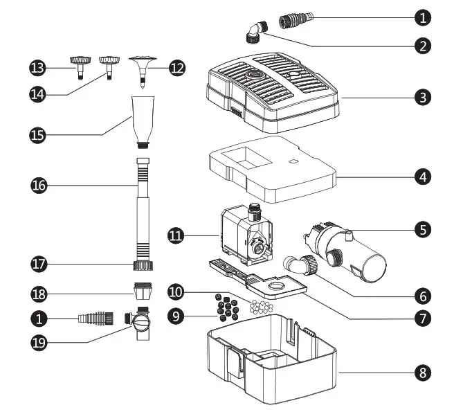 COSTWAY EP24456USA UV C Fountain Pump - Part List 3