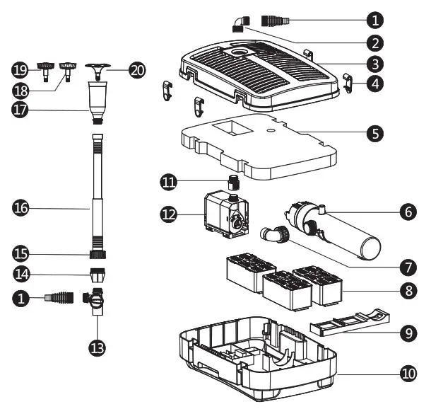 COSTWAY EP24456USA UV C Fountain Pump - Part List 4