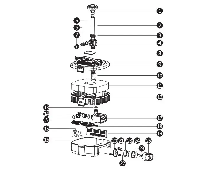 COSTWAY EP24456USA UV C Fountain Pump - Part List