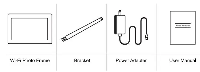 Shenzhen Sonida Digital Tcehnology P703 WiFi Photo Frame User Manual - What's in the box