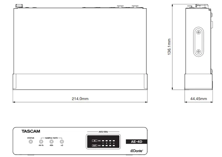 Tascam Digital Converter - Dimensional drawings