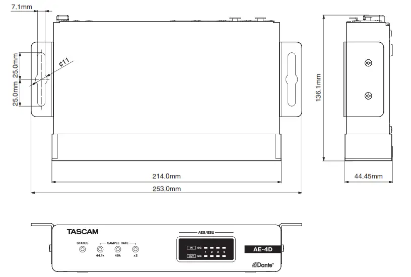 Tascam Digital Converter - Main unit with brackets installed