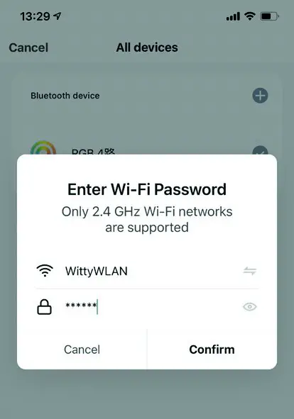 TechToy Smart Bulb RGB E27 Smart Lighting - Confirm Wi Fi network and password