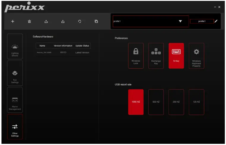 perixx PX 5300 KBL Mechanical Gaming Keyboard - . Other Settings