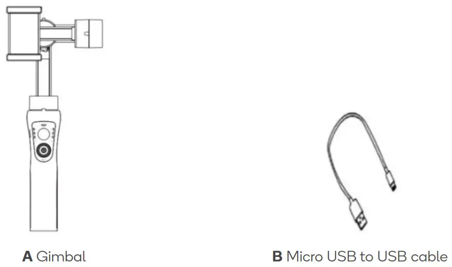 Kogan KA3AGIMBALA 3 AXIS HANDHELD GIMBAL STABILISER - COMPONENTS