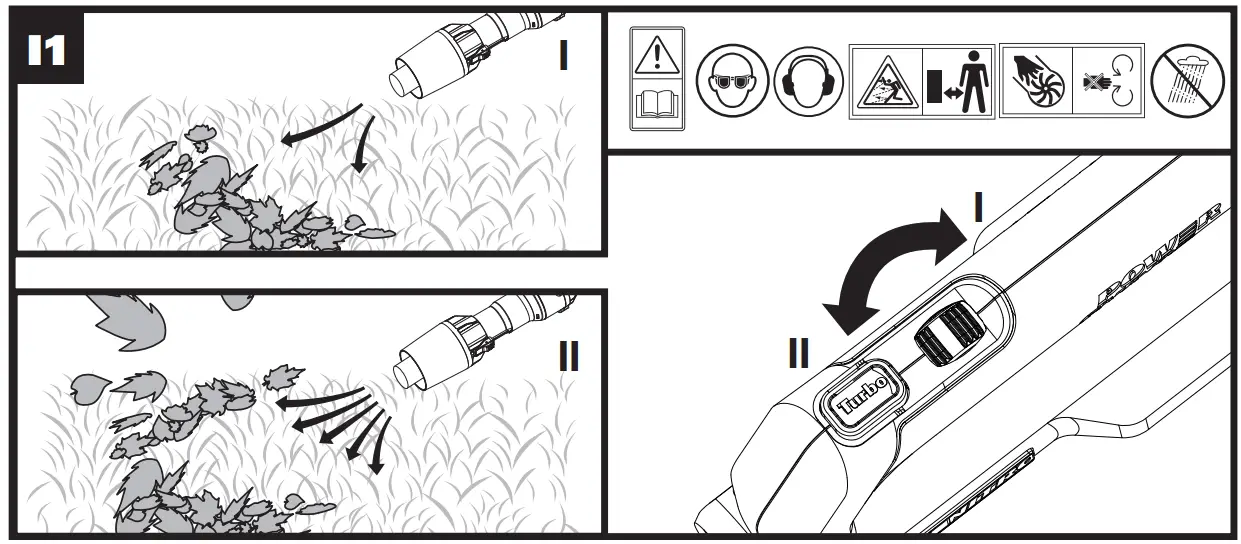 WG585E Leafjet 40V Cordless Blower Operation illustration