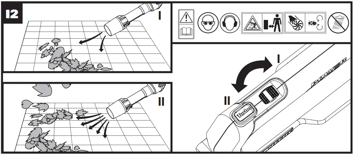 WG585E Leafjet 40V Cordless Blower Operation illustration