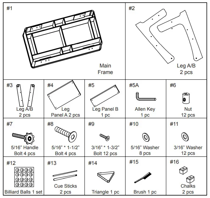 VIAVITO PT100X 5ft Folding Pool Table - Table Assembly