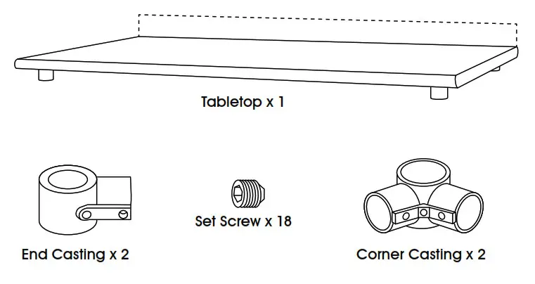 ULINE Stainless Steel Worktable Without Bottom Shelf - parts