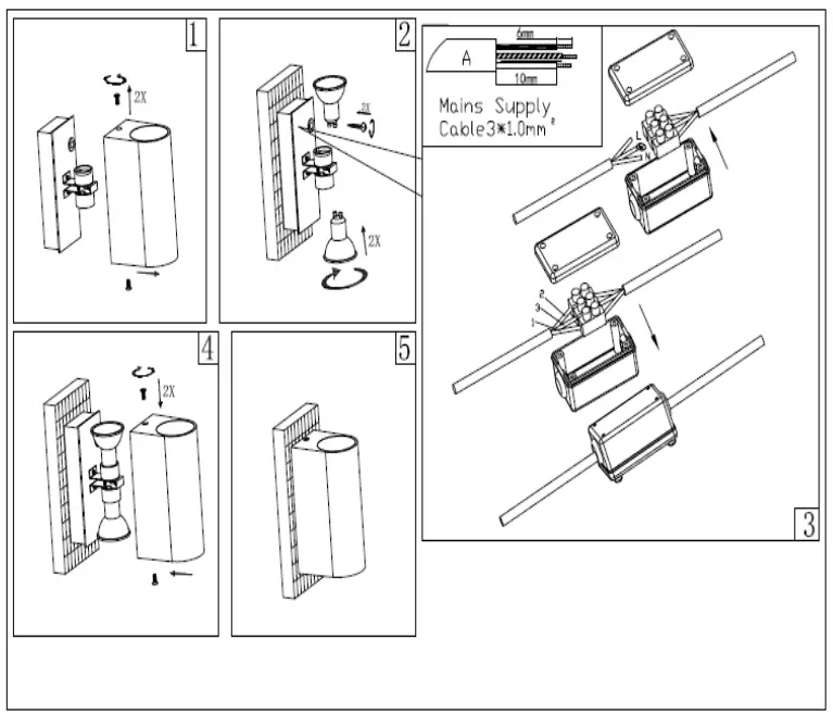 VTAC VT7652 Outdoor Wall Lamp - INSTALLATION DIAGRAM