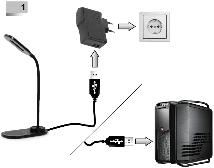 gembird TA WPC10 LED 01 Desk Lamp with Wireless Charger - FIGURE 1