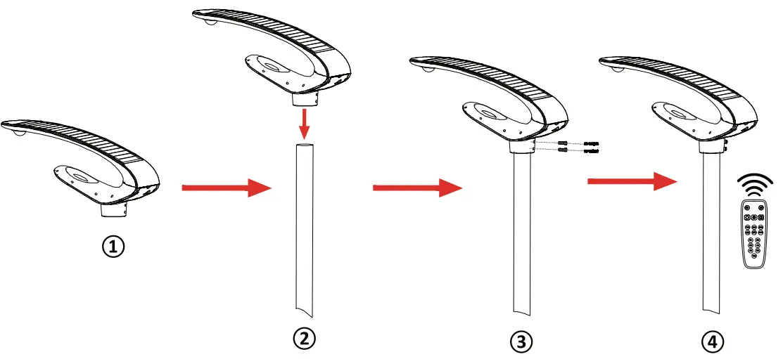 V-TAC Vt-130w 20w Led Solar Garden Light Sensor Rf Control fig 1
