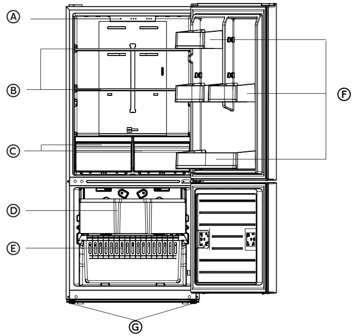 Midea MRB19B7AWW Stainless Steel Bottom Freezer Refrigerator - PARTS