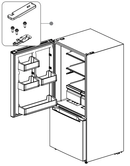 Midea MRB19B7AWW Stainless Steel Bottom Freezer Refrigerator - door sleeve