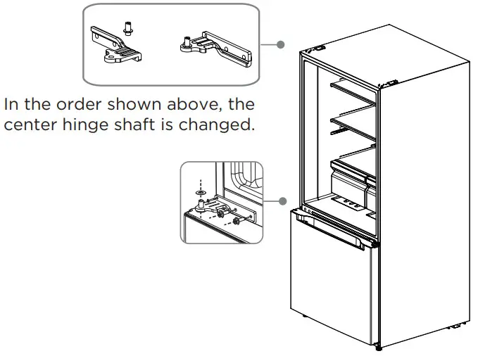Midea MRB19B7AWW Stainless Steel Bottom Freezer Refrigerator - left of the box