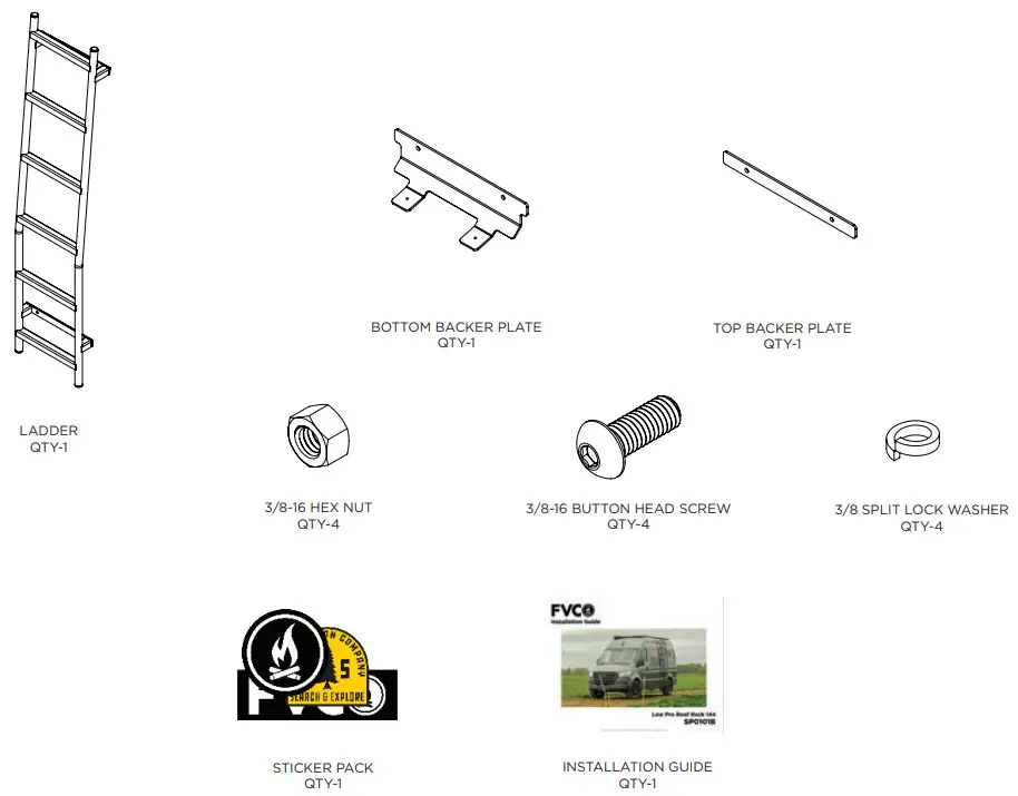 FVC SP0203B Sprinter Rear Ladder - PACKAGE CONTENTS