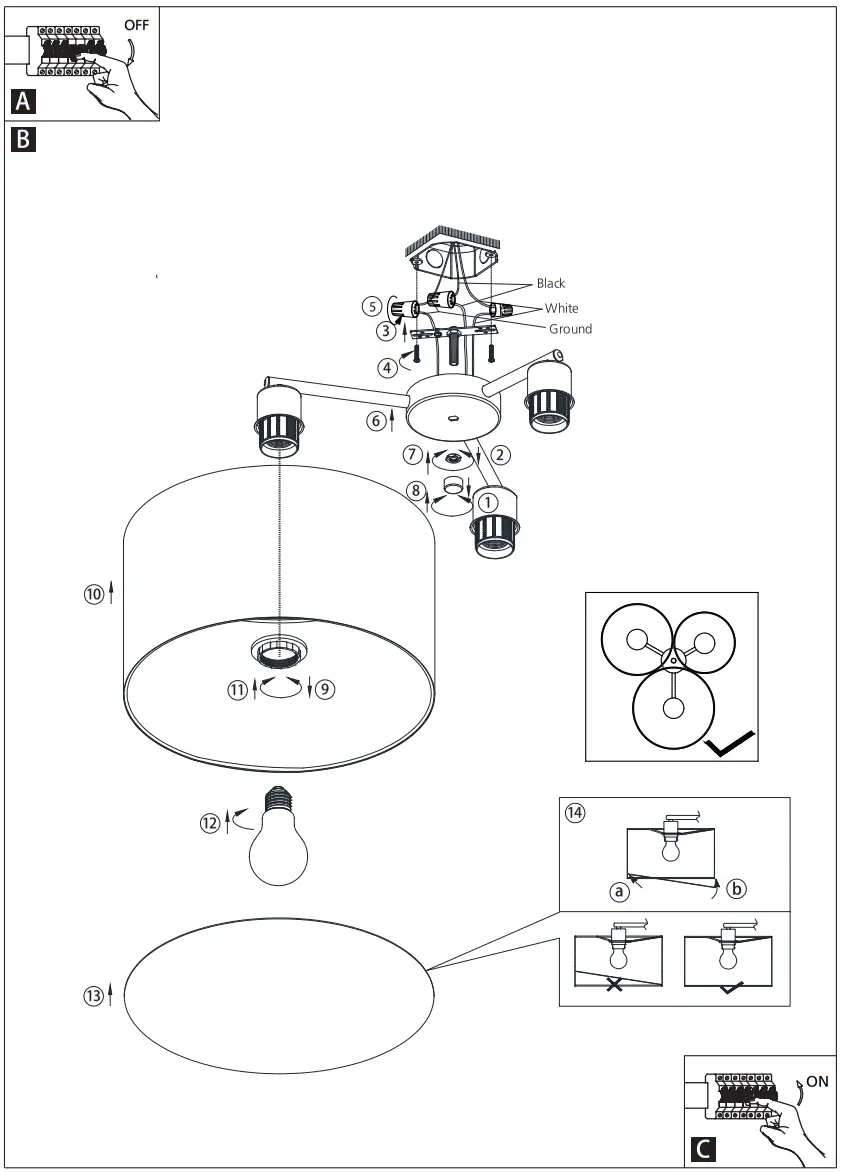 EGLO 205186A Pastore 2 Modern Black Ceiling Lighting Fixture - fig 1