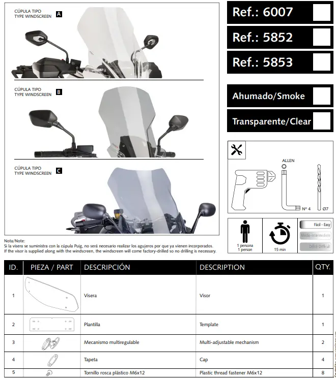 ABMOTO BMW S 1000 XR Plexi Shield PUIG Touring Windshield - 3