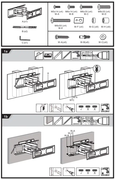 Matchmaster 04MM-TB08 Full-Motion TV Wall Mount - fig 1