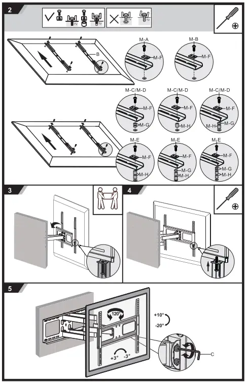 Matchmaster 04MM-TB08 Full-Motion TV Wall Mount - fig 2