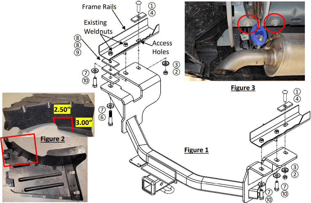 HORIZON 84557 Class 3 Trailer Hitch 2 Inch Receiver - PART NUMBERS