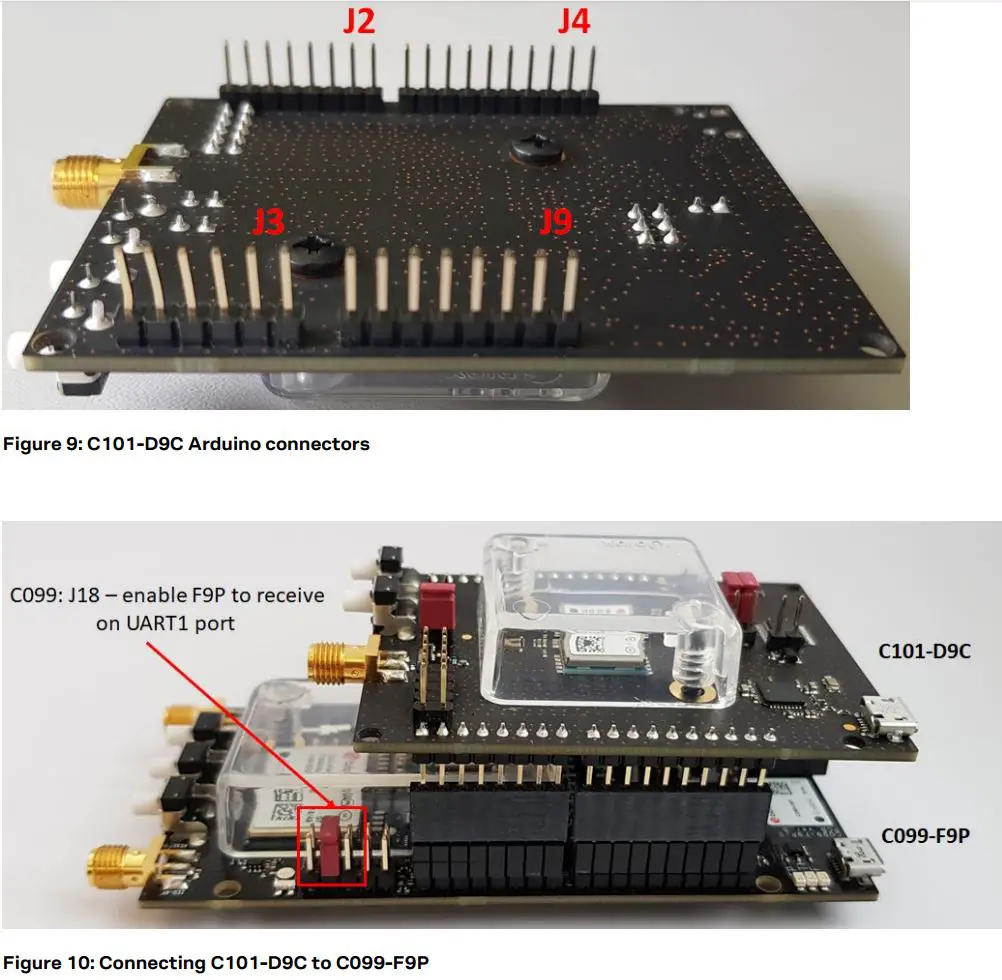 u-blox C101-D9C Application Board User Guide - Figure 9,10