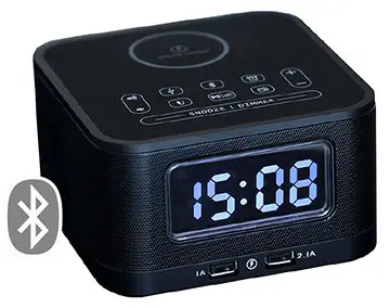 Homtime S1-QI Bluetooth Speaker System with Alarm Clock Wireless Charging Station