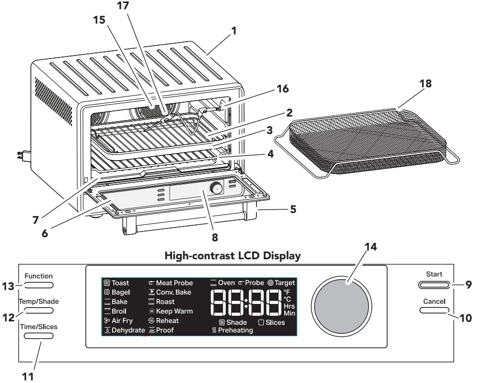 KitchenAid KCO224 Countertop Oven - PARTS AND FEATURES