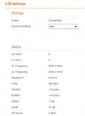 CODIUM ICB12 LTE Indoor CPE - Configuration of LTE