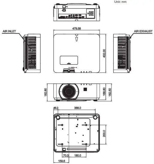 BenQ LU960ST Digital Projector - dimension