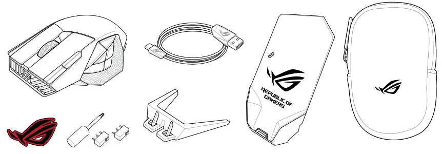 ASUS P707 ROG SPATHA X Wireless Gaming Mouse - Package contents