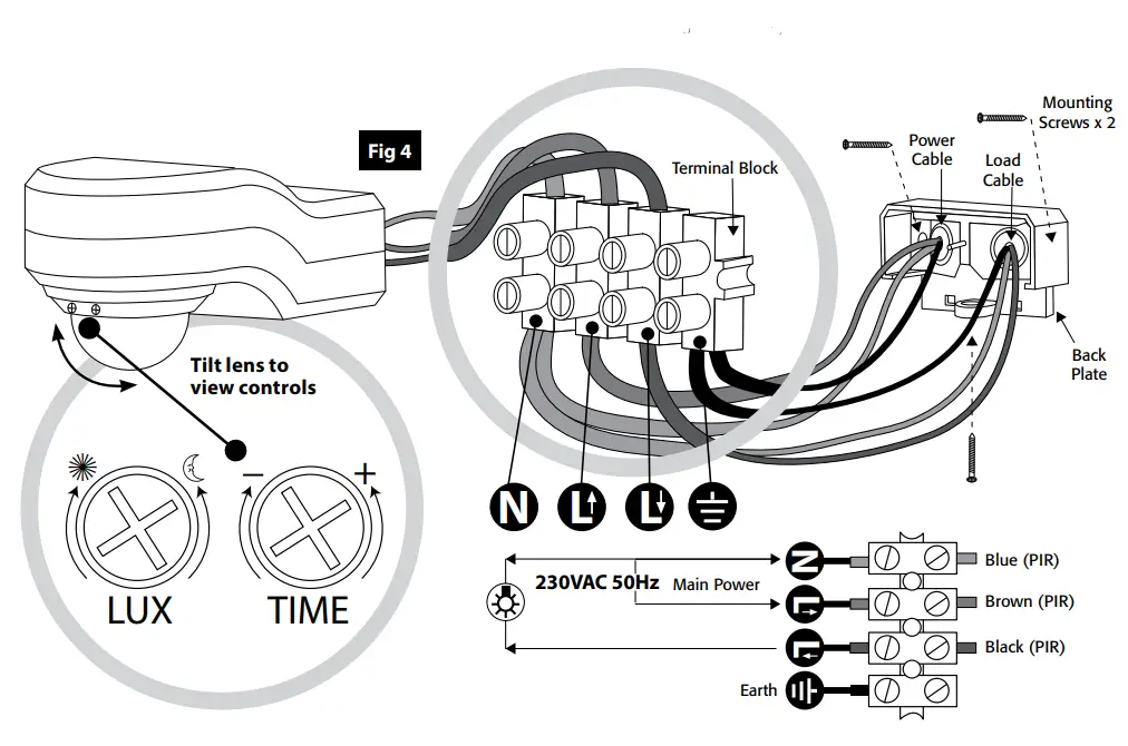 Eterna EX360PIRWH IP44 External 360° PIR Detector Instruction Manual - Fig. 4
